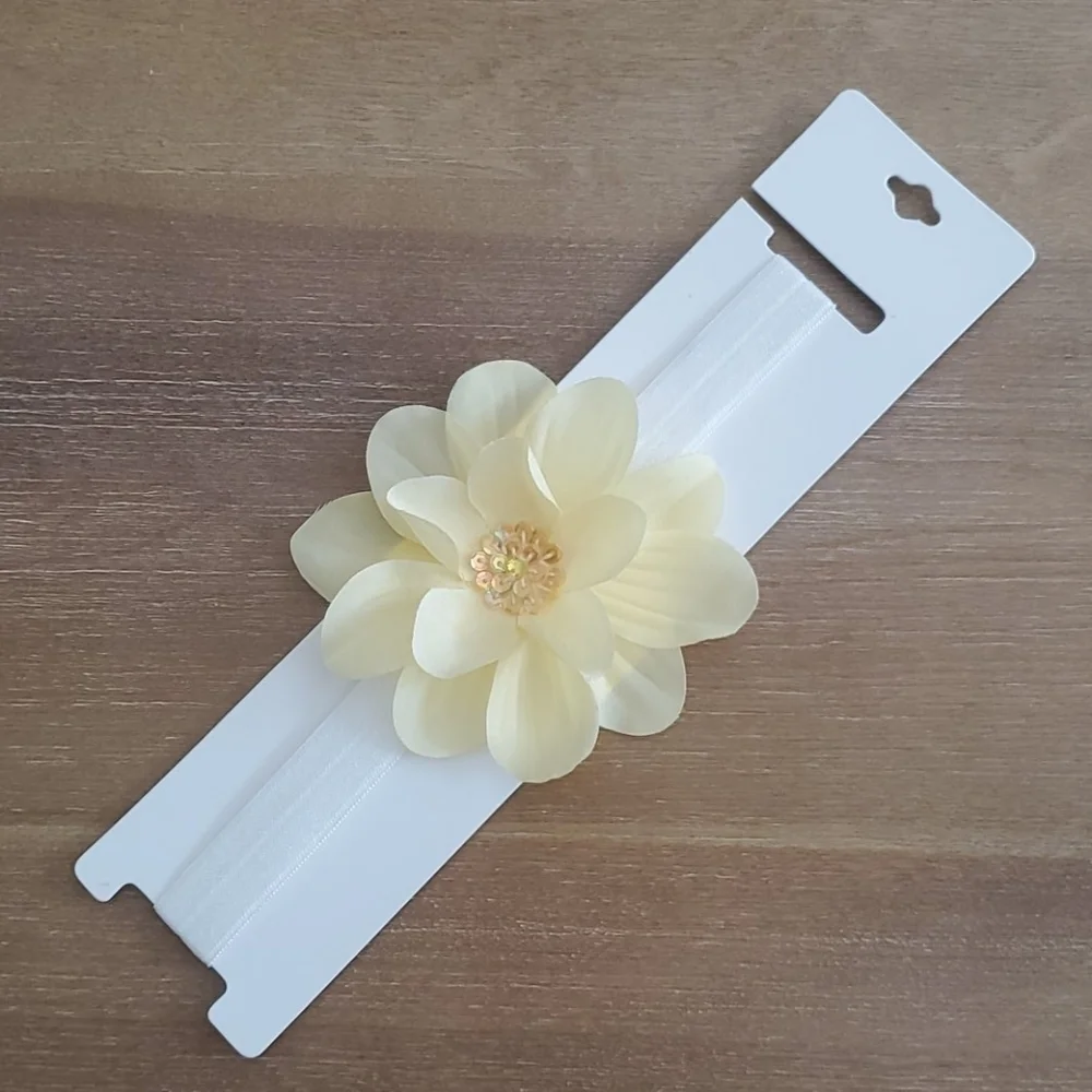 Shimmy Shimmy NWT Yellow Sequin Flower Baby Toddler Stretch Headband USA - Picture 2 of 3